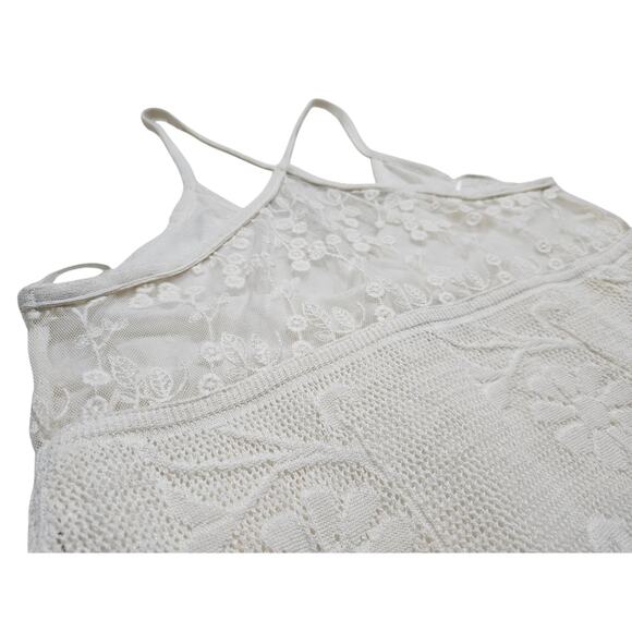 Zara Women's Ivory Boho Knit Embroidered Sleeveless Mini Dress Size S - Picture 5 of 11
